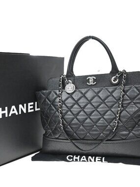 CHANEL Portobello Matelasse 2Way Shoulder Hand Bag Calfskin Leather BK 614RP262